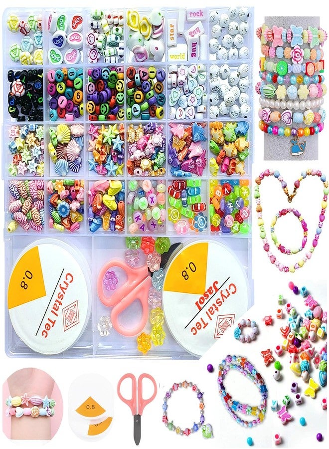 Beadsz مجموعة صنع الأساور، خرز بلاستيكي، أشغال يدوية للأطفال، مجموعة صنع مجوهرات للأطفال، قلائد، ربطات شعر، وخواتم، مجموعات حرفية، هدية عيد ميلاد للفتيات الصغيرات من عمر 4، 5، 6، 7 سنوات (جديد-SR1) - Image 1